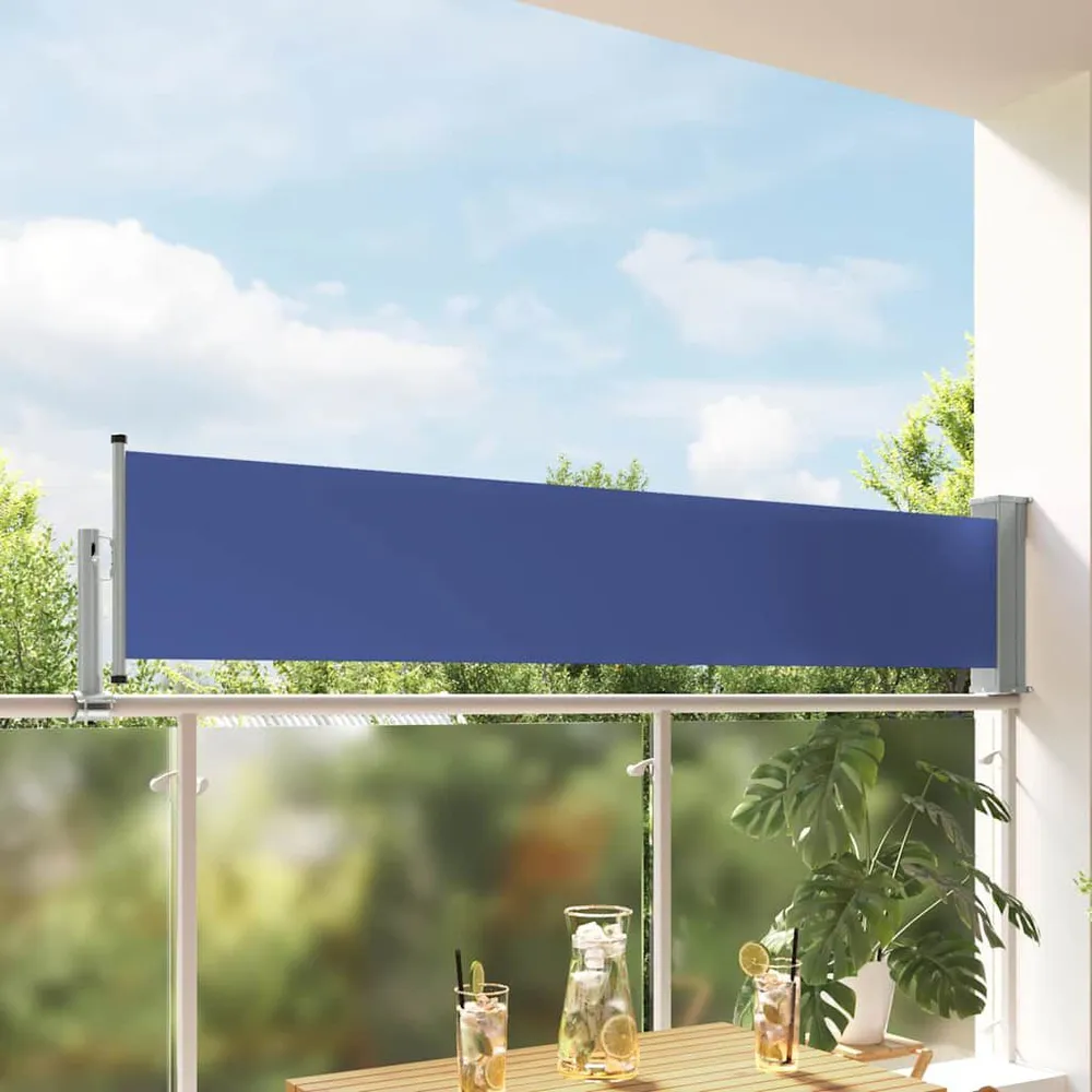 Toldo lateral retrátil para pátio 60x300 cm azul
