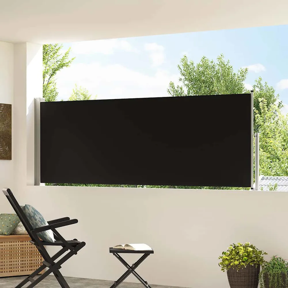 Toldo lateral retrátil para pátio 100x300 cm preto