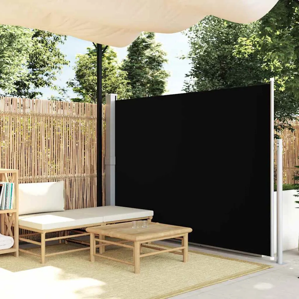 Toldo lateral retrátil para pátio 170x300 cm preto