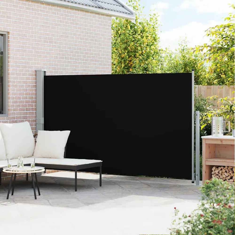 Toldo lateral retrátil para pátio 180x300 cm preto