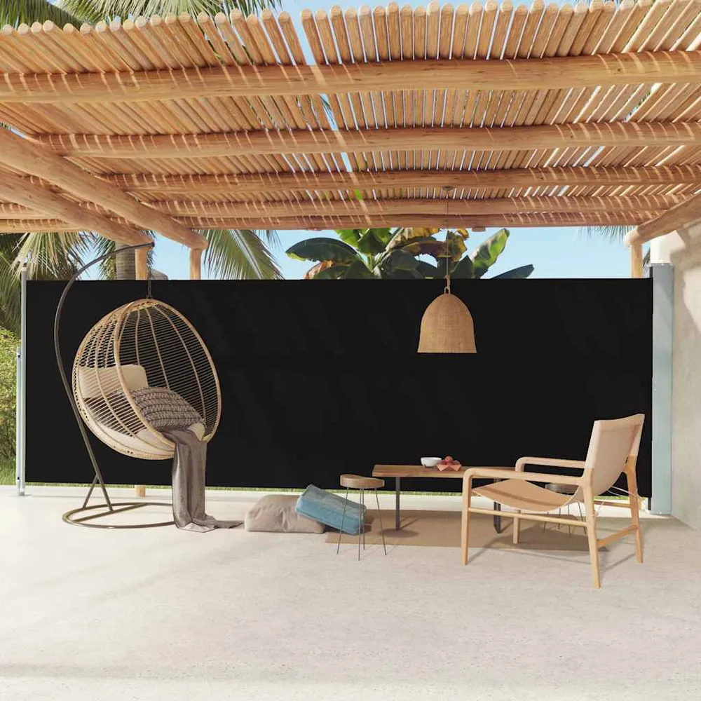 Toldo lateral retrátil de pátio 180x600 cm preto