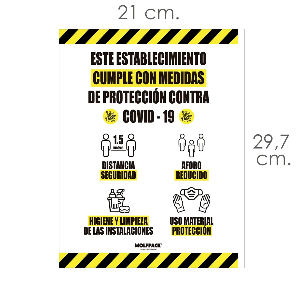 Cartaz de sinalização em conformidade com os padrões da Covid-19, tamanho de fólio adesivo (A4)