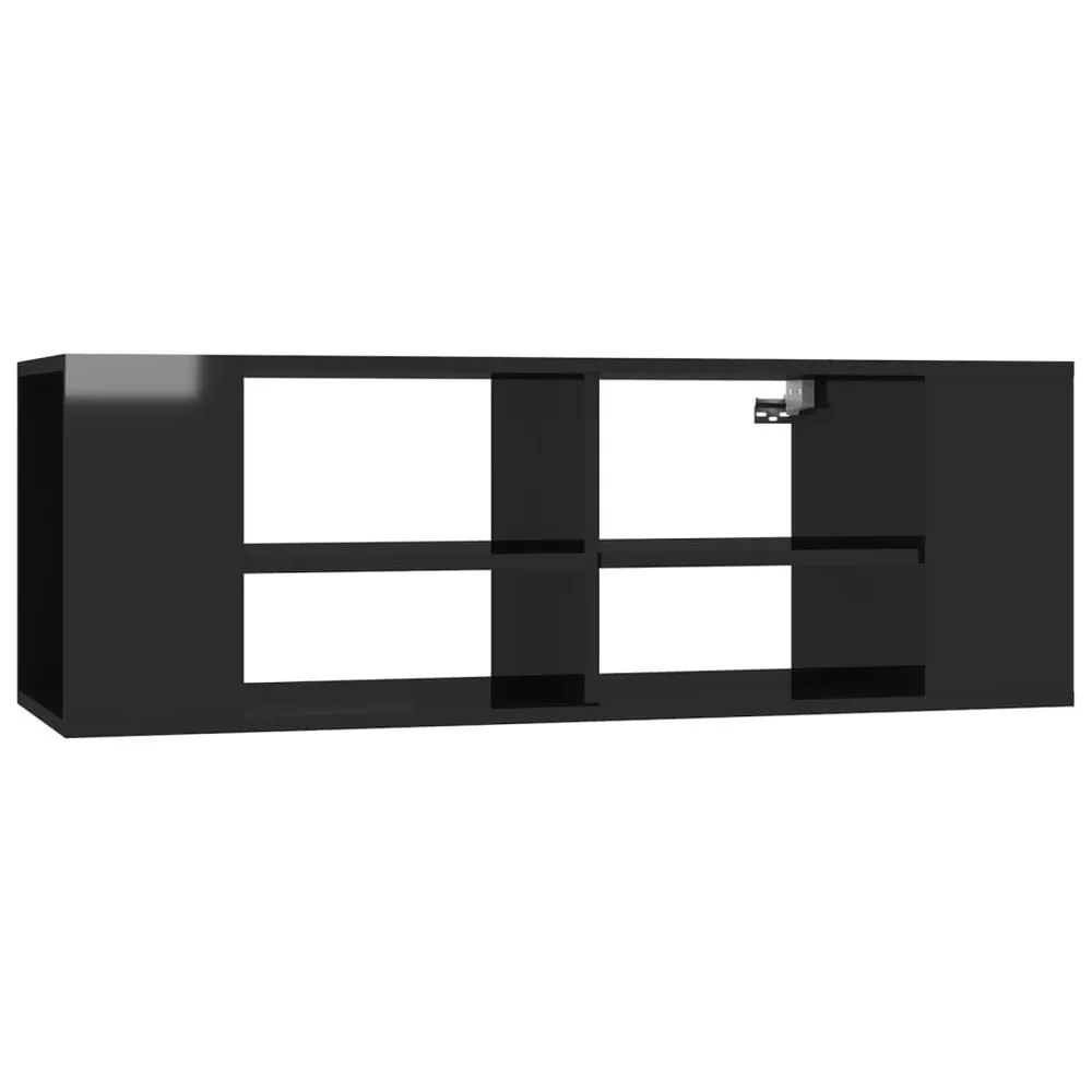 Armário de parede para TV derivados de madeira preto luminoso