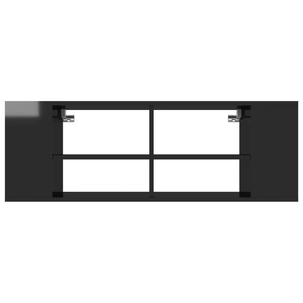 Armário de parede para TV derivados de madeira preto luminoso