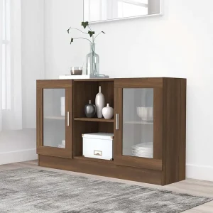 Vitrine 120x30,5x70 cm derivados madeira carvalho castanho