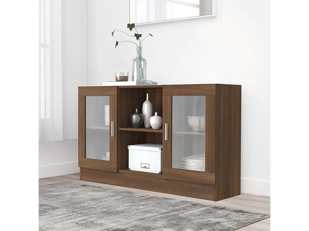Vitrine 120x30,5x70 cm derivados madeira carvalho castanho
