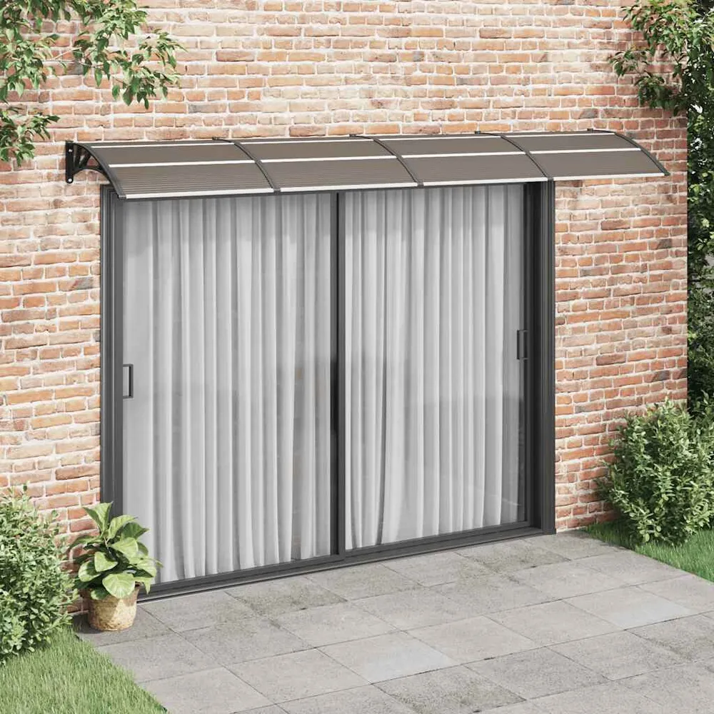 ço Galvanizado Toldo para porta 350x100 cm policarbonato preto