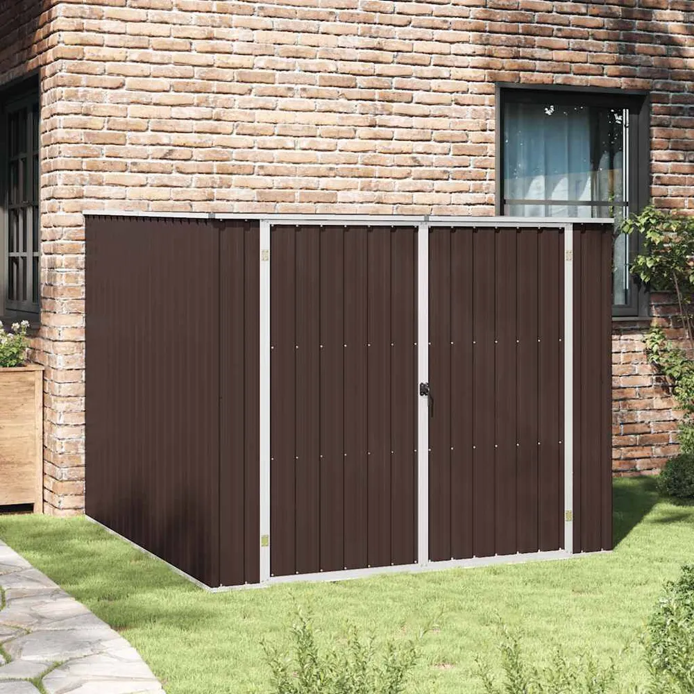 Resistente Impactos Abrigo de jardim 195x198x159 cm ço galvanizado castanho