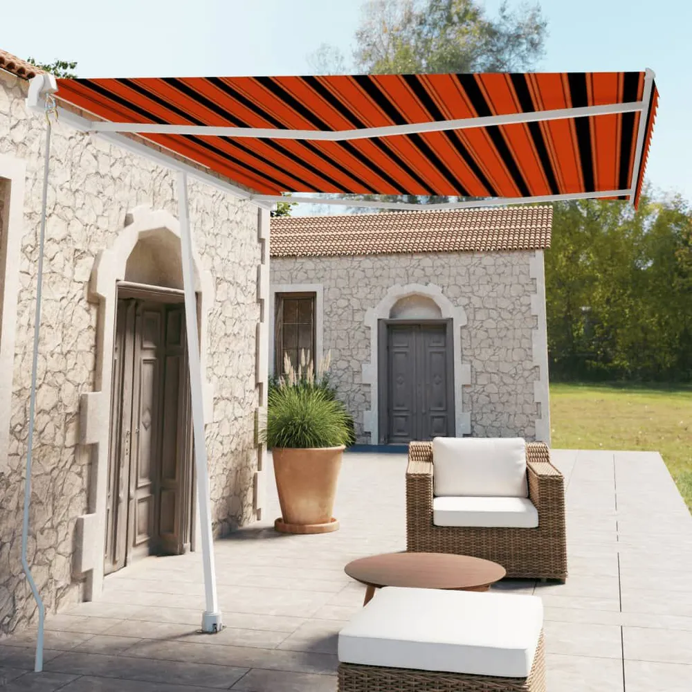 Toldo retrátil tradicional independente 300x250cm laranja e castanho