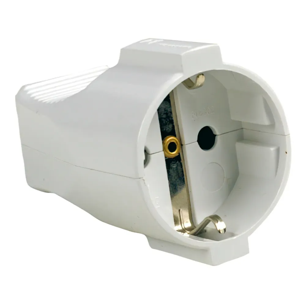 Tomada/plugue Schuko 2p + T 16 . Branco