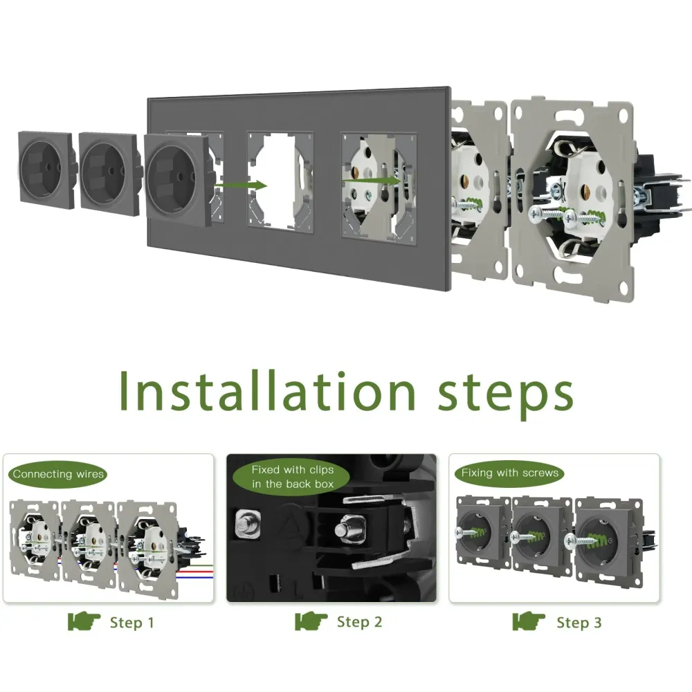 Tomadas de Parede BSEED Heritage EU com Tecnologia de Garras 16A Pack Múltiplo de Tomadas Bseedswitch