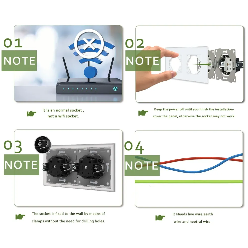 Tomadas de Parede BSEED Heritage EU com Tecnologia de Garras 16A Pack Múltiplo de Tomadas Bseedswitch