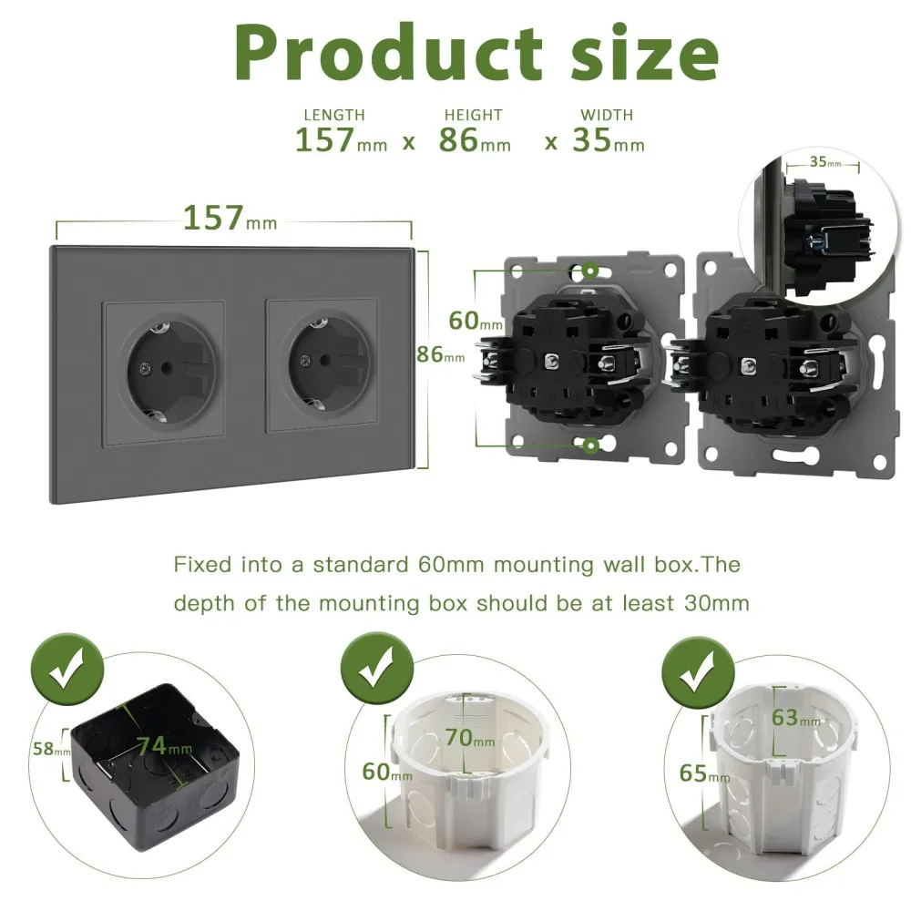 Tomadas de Parede BSEED Heritage EU com Tecnologia de Garras 16A Pack Múltiplo de Tomadas Bseedswitch