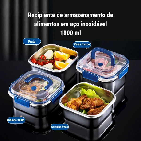 1800ml grande caixa de armazenamento de alimentos em ço inoxidável 316 selada vácuo com tampa