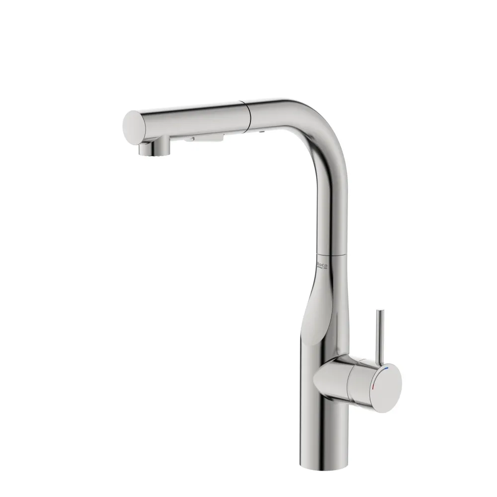 Glera torneira de cozinha com bica reta giratória e chuveiro extraível de 2 funções. Cold Start Ref: A5A854DSM0