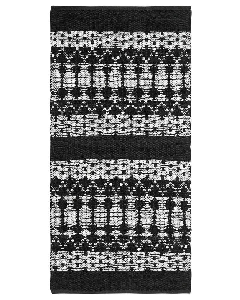 Tapete em pele genuína preta e creme 80 x 150 cm SOKUN