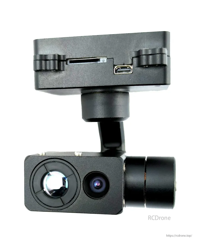 TOPOTEK KHP335G609 Gimbal de drone de luz dupla - Câmera de luz visível com foco fixo + imagem térmica de 9,1 mm 640x512 c...