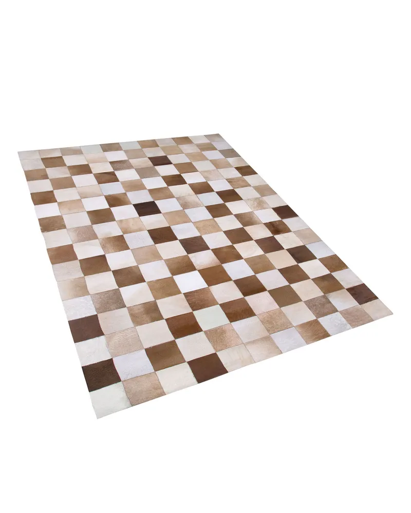 Tapete de pele genuína castanha e creme 160 x 230 cm SOLMAZ