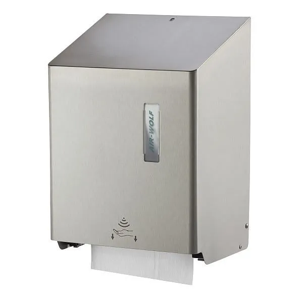 Abafador de Ruído Distribuidor automático de toalhas em rolo Air Wolf, série Omega, x L x P: 406 x 278 x 211 mm, ço inoxid...