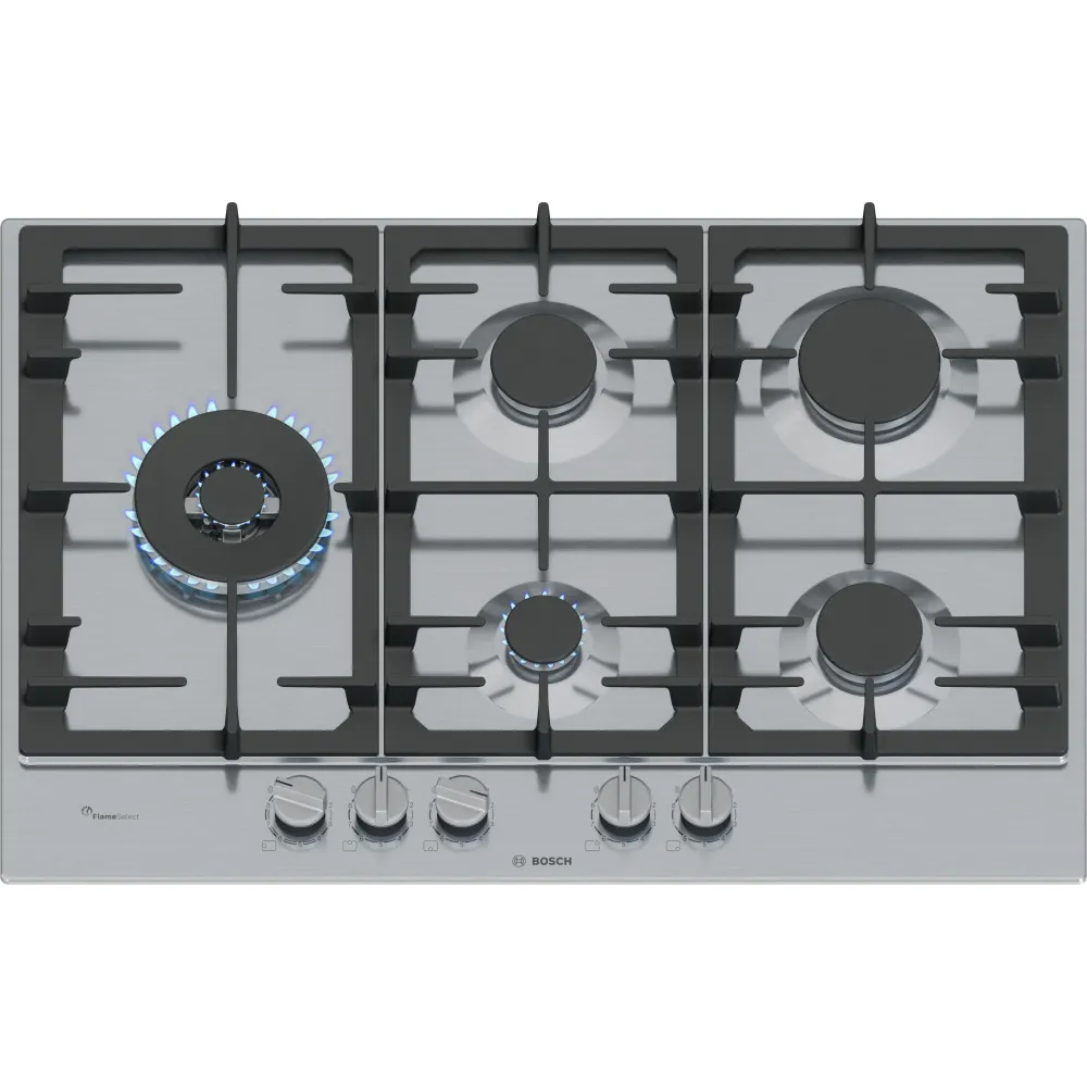 Coletor de Escape Placa Gás Bosch PCS7A5I90 | 5 queimadores, FlameSelect, Inox