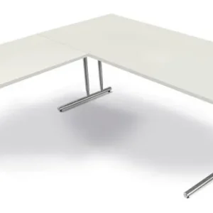 Estação de trabalho angular Kerkmann feita de mesa L 1800 x P 800 x 680-820 mm, Artline, cor: branco, 11768110 : Modelo Es...