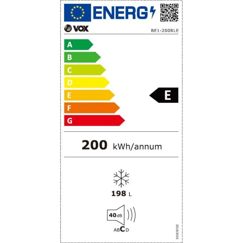 Junta do Coletor Arca Horizontal Vox BE1200RLE | 198L, 40dB, Classe E