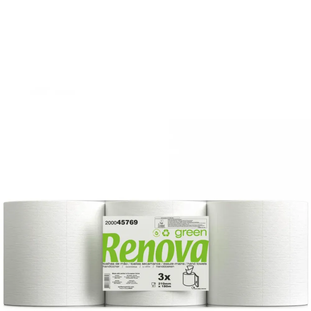 Papel Rolo Multiusos Espiral Renova Esmeralda Barril 180M (Pk3)