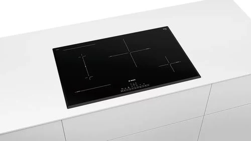 Placa de Indução Bosch Serie 6 PVS851FC5E | Elétrica | 80.2 cm | 4 Zonas | Preto com Redução de Ruído