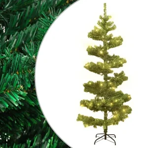 Coletor de Escape Árvore de Natal rotativa com suporte e LEDs PVC 180 cm verde