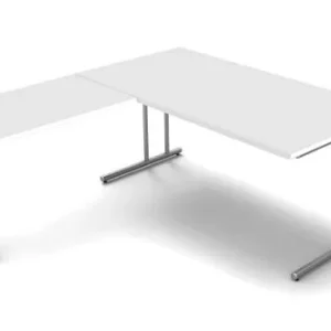 Estação de trabalho angular Kerkmann, Start Up, L 1600 mm x P 1800 mm x 750 mm, cor: branco, 11436510 | ço Inox | Alto Fluxo