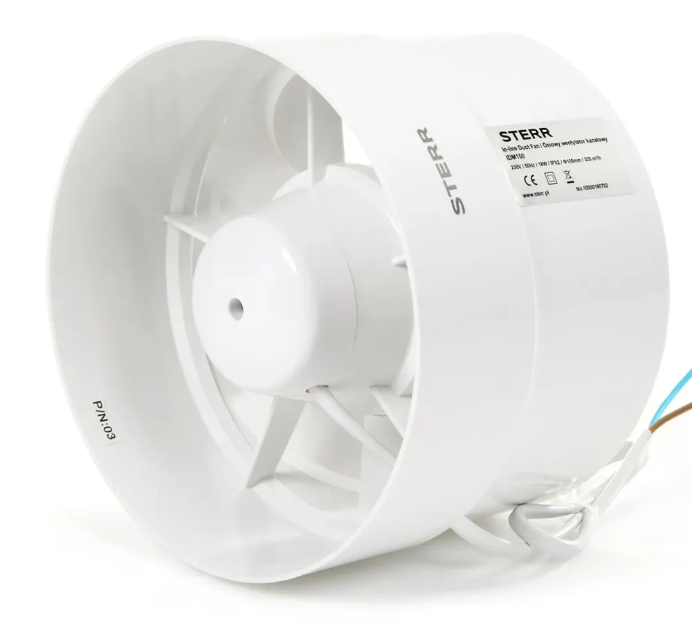 STERR IDM150 - 150 mm Extrator de Conduta, 320 m³/h, 18 W com Conexão Rosqueada