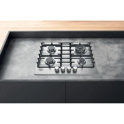 Suporte do Silencioso Placa Gás Hotpoint PPH 60G DF/IX | 58 cm | 4 Zonas | ço inoxidável