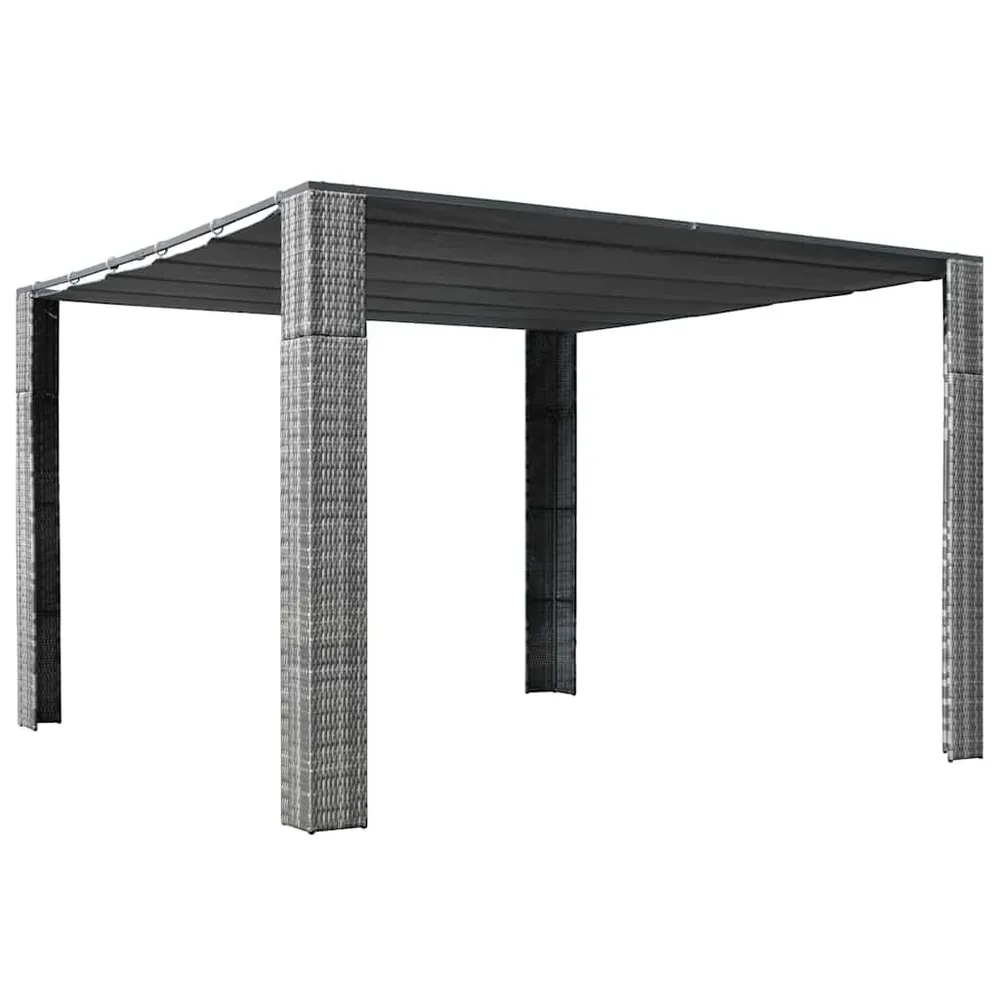 Tubo de Escape Gazebo ccom teto em vime PE 300x300x200 cm cinzento e antracite