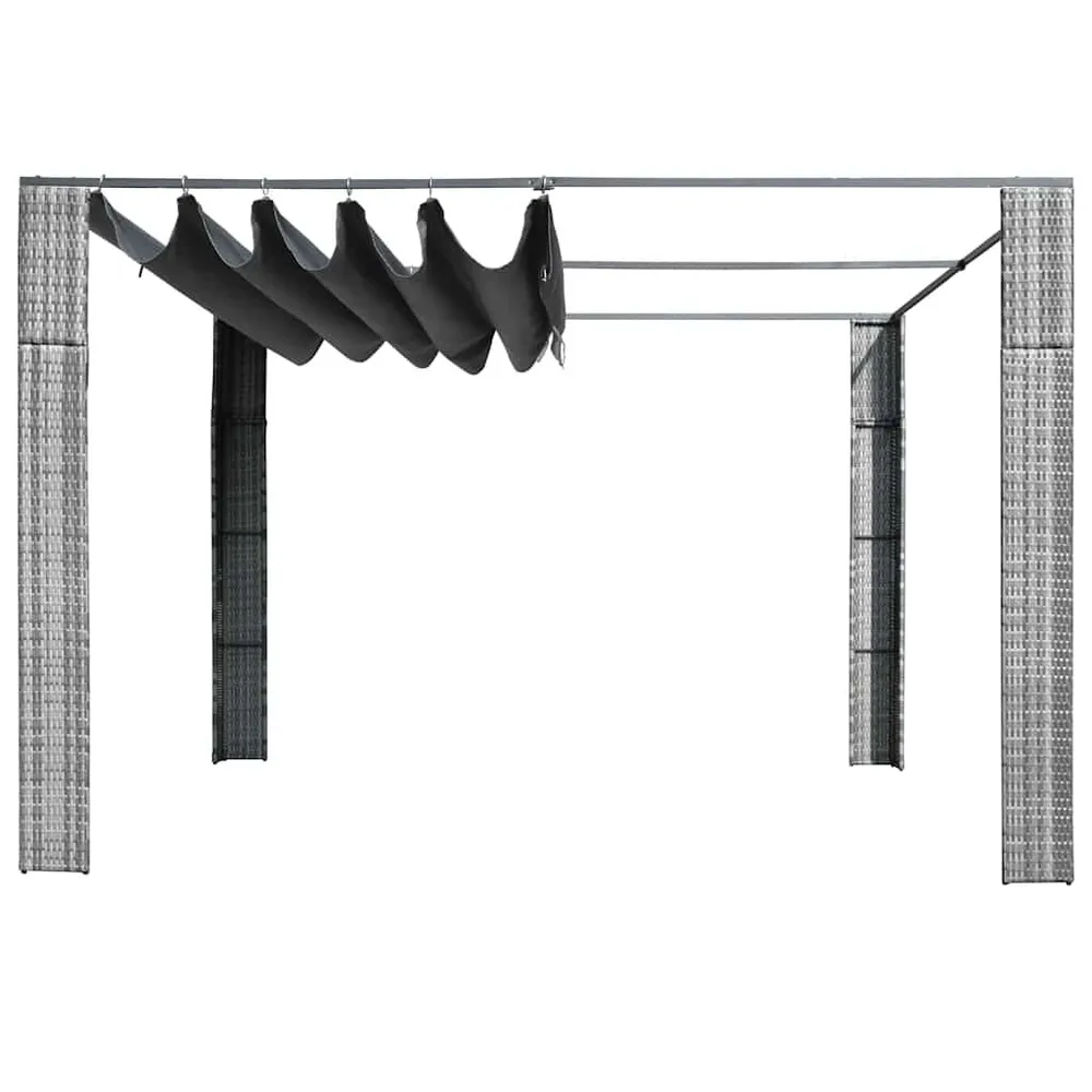 Tubo de Escape Gazebo ccom teto em vime PE 300x300x200 cm cinzento e antracite