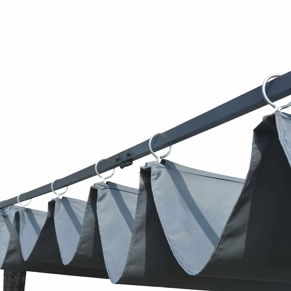 Tubo de Escape Gazebo ccom teto em vime PE 300x300x200 cm cinzento e antracite