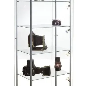 Tubo de Escape Vitrina retangular Kerkmann expoline, L 850 x P 425 x 1800 mm, transparente/alumínio prateado, 40376182