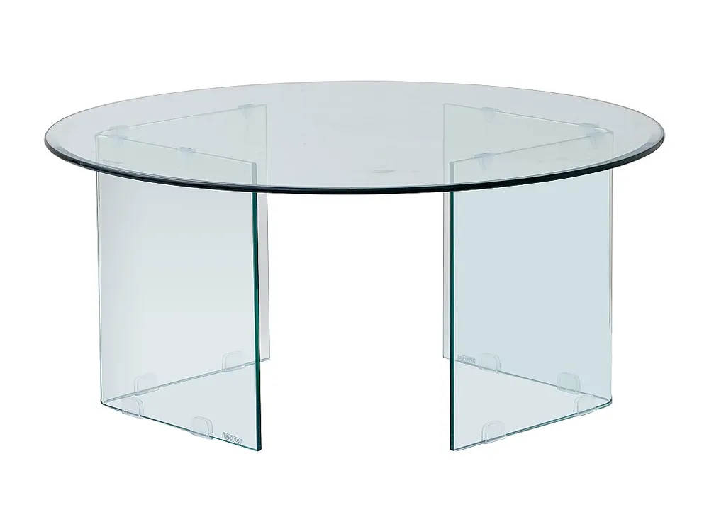 Mesa de centro redonda design em vidro temperado - Transparente - ADAMO