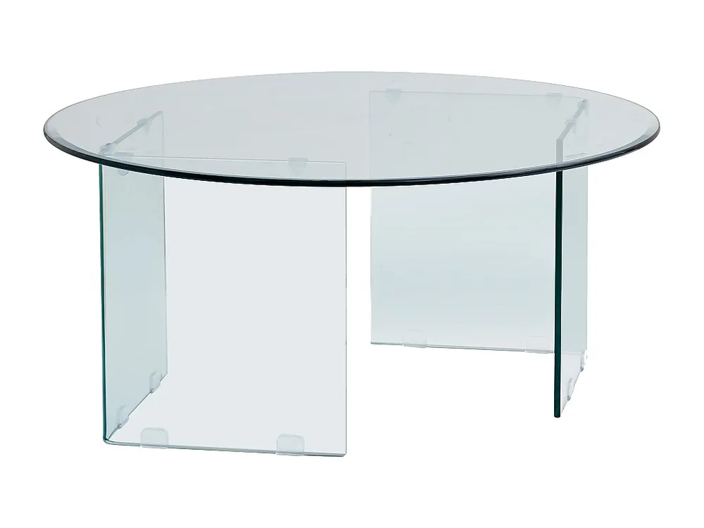 Mesa de centro redonda design em vidro temperado - Transparente - ADAMO