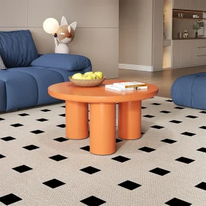 Mesas de centro redondas - D 72,2 x 35,5 cm - tampo em MDF pintado e pés em PVC - Laranja