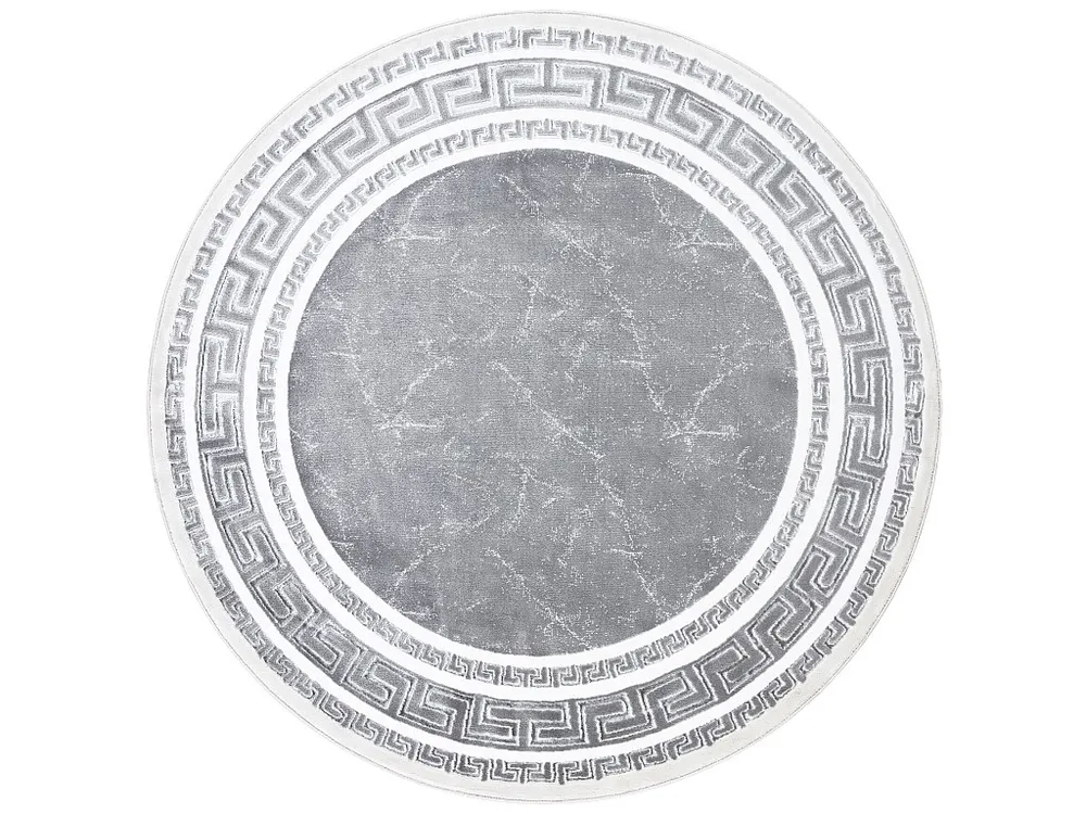 Tapete GLOSS redondo contemporâneo 2813 27 à moda, quadro, grego cinzento cercle 200 cm