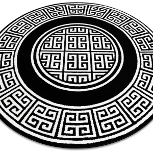 Tapete GLOSS redondo contemporâneo 6776 85 à moda, quadro, grego preto / ma cercle 150 cm