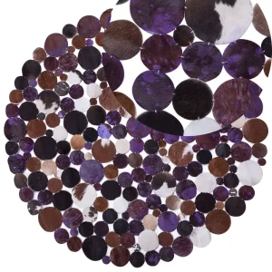 Tapete redondo de pele genuína castanha e violeta ⌀ 140 cm SORGUN