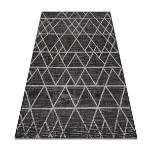 Tapete prumo SIZAL FLOORLUX 20508 preto / prata TRIÂNGULOS 140x200 cm com Alto Brilho