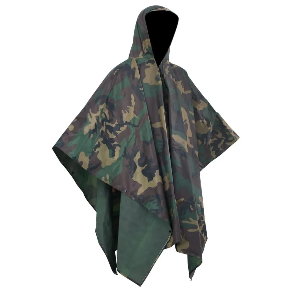 Poncho para chuva impermeável campismo/caminhadas camuflagem