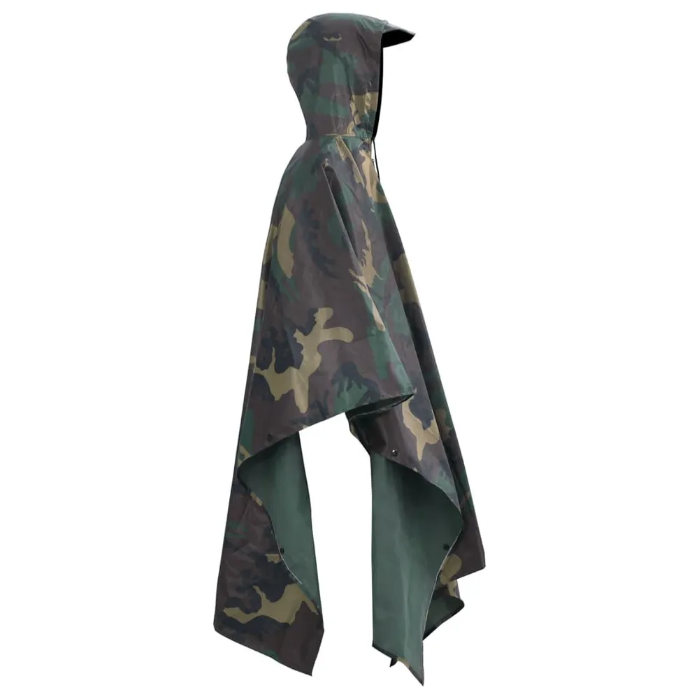 Poncho para chuva impermeável campismo/caminhadas camuflagem