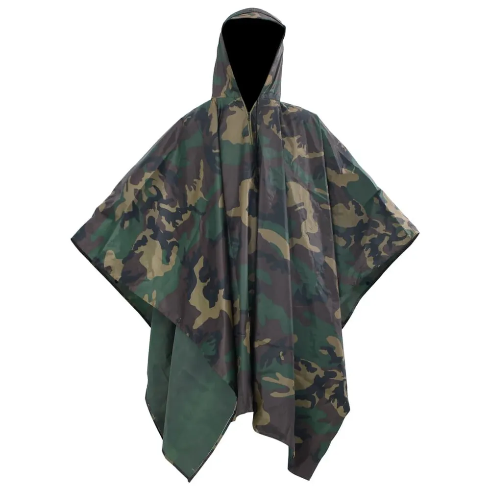 Poncho para chuva impermeável campismo/caminhadas camuflagem