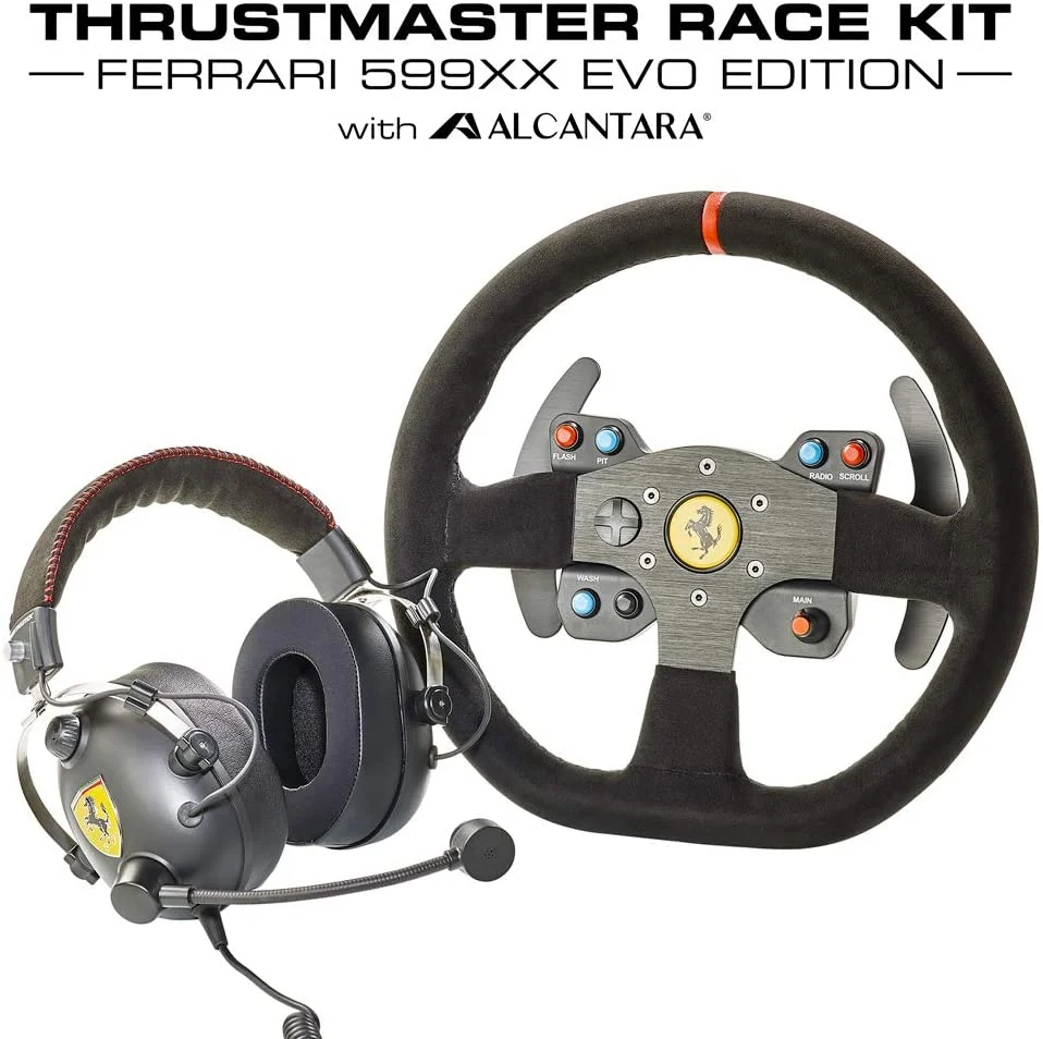 Kit Volante Thrustmaster Vários Ferrari 599xx Evo 30 Add-On Alcantara Edition + Headset Ferrari